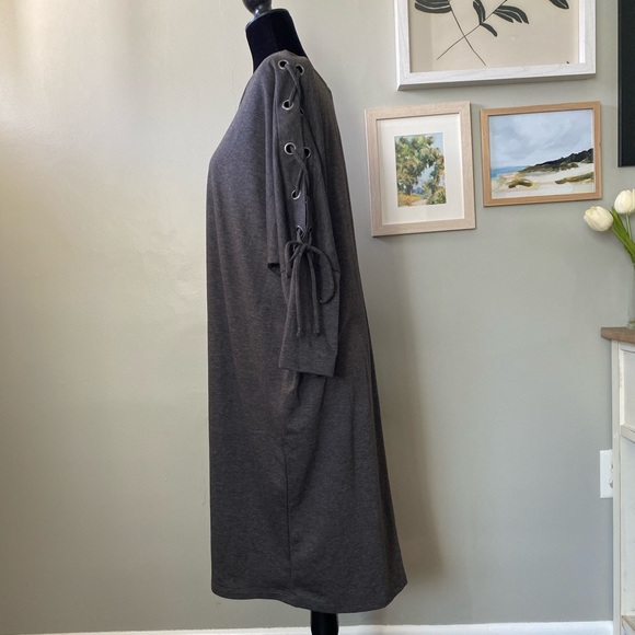 NWT Bobeau Cold Shoulder Gray Knit Sweater Dress 2X - Picture 10 of 16